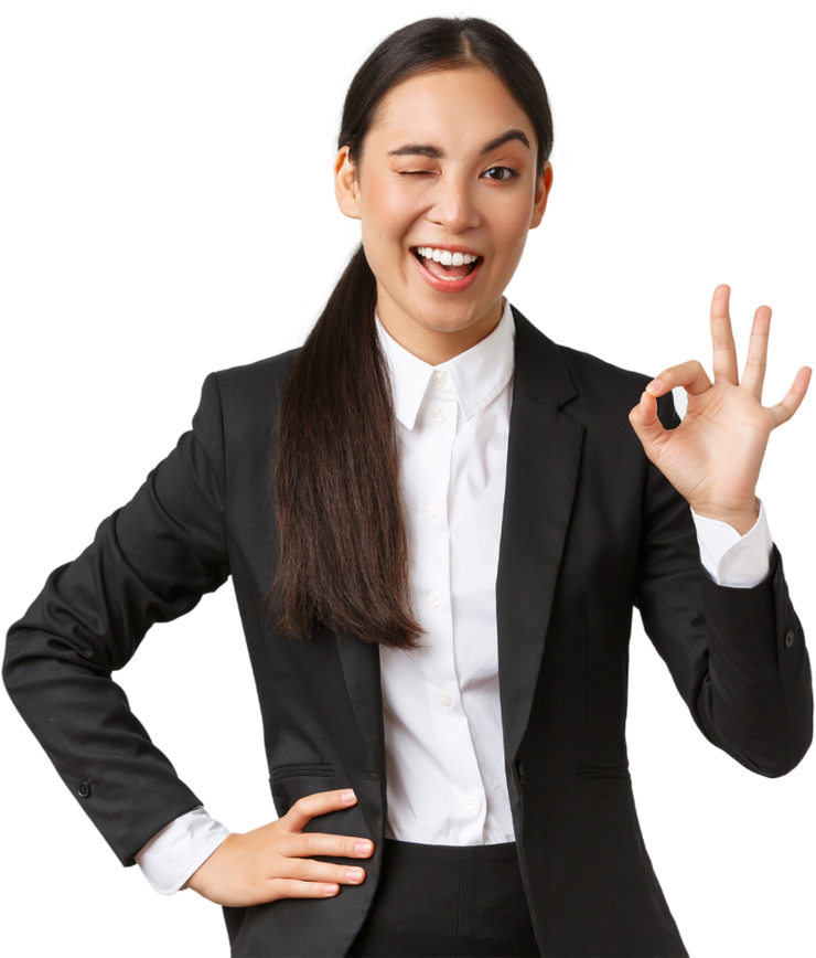 Businesswoman Doing Okay Hand Gesture